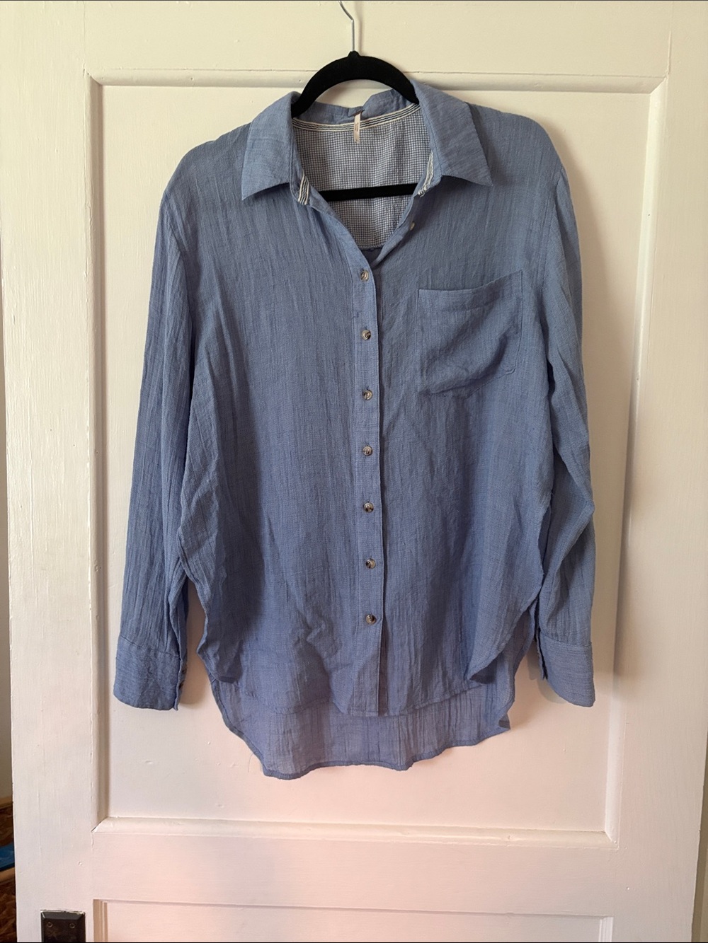 Free People Light Blue Gauze Button-Down Shirt